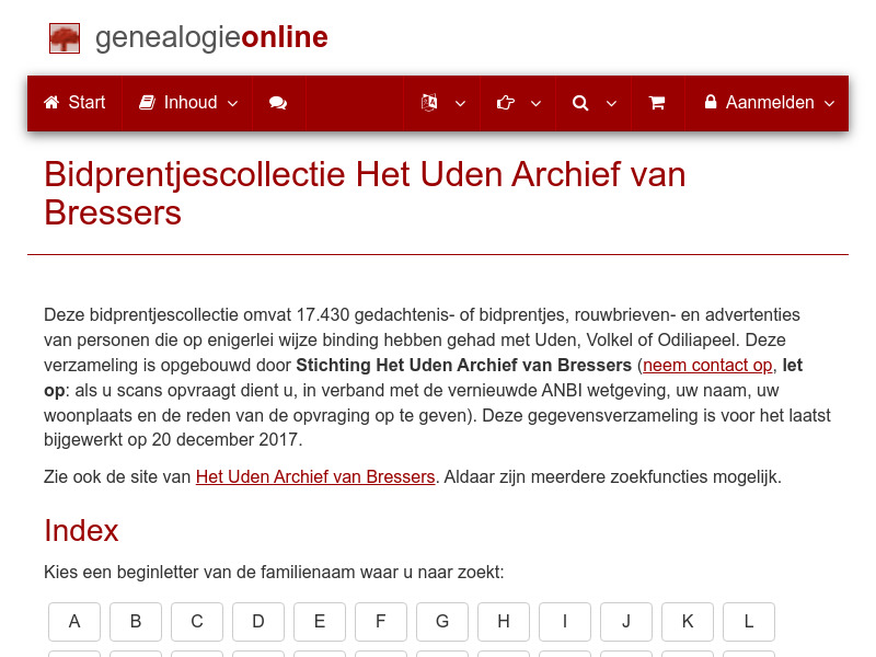 Screenshot van website