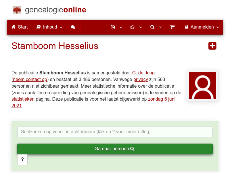 Screenshot van website