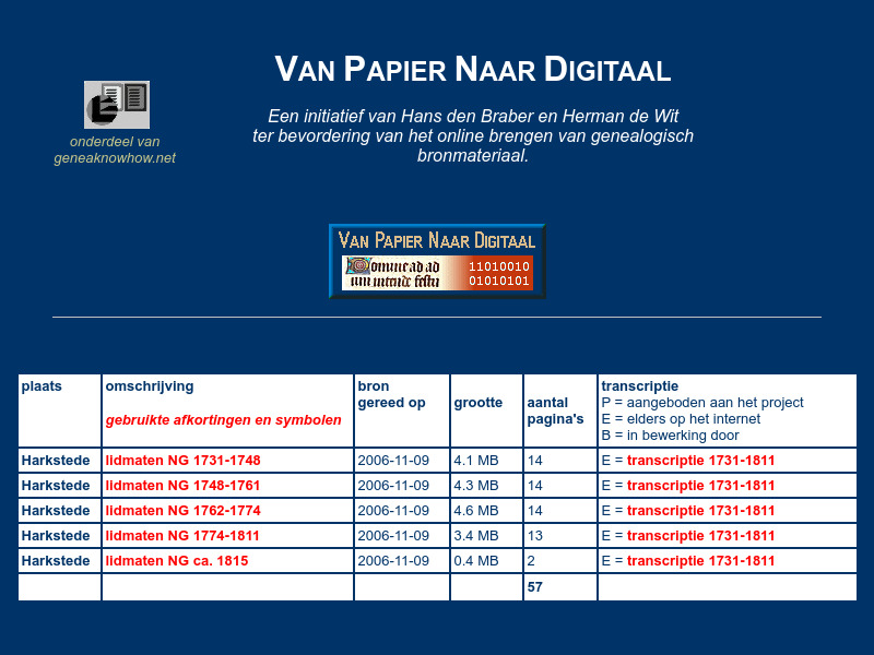 Screenshot van website