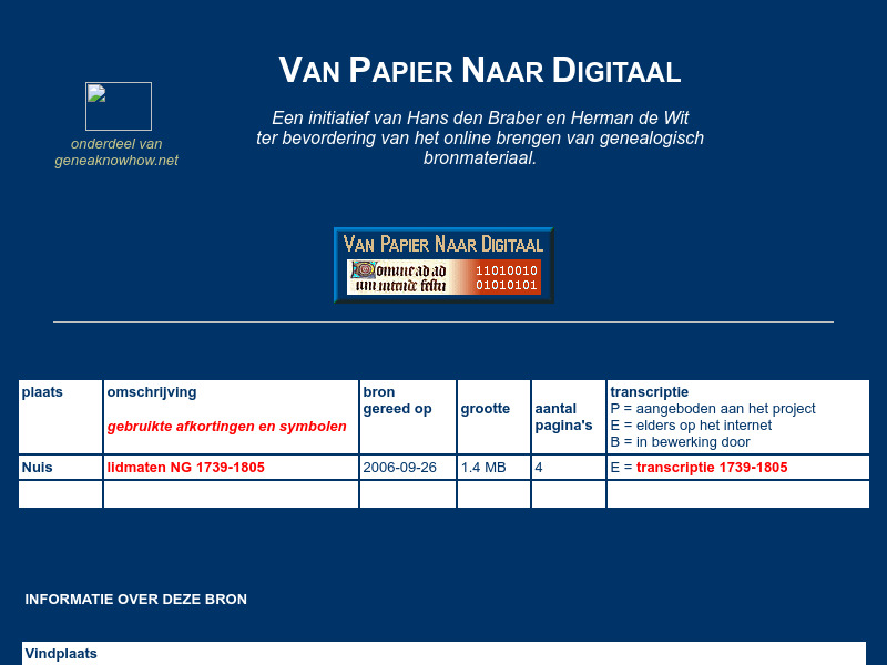 Screenshot van website