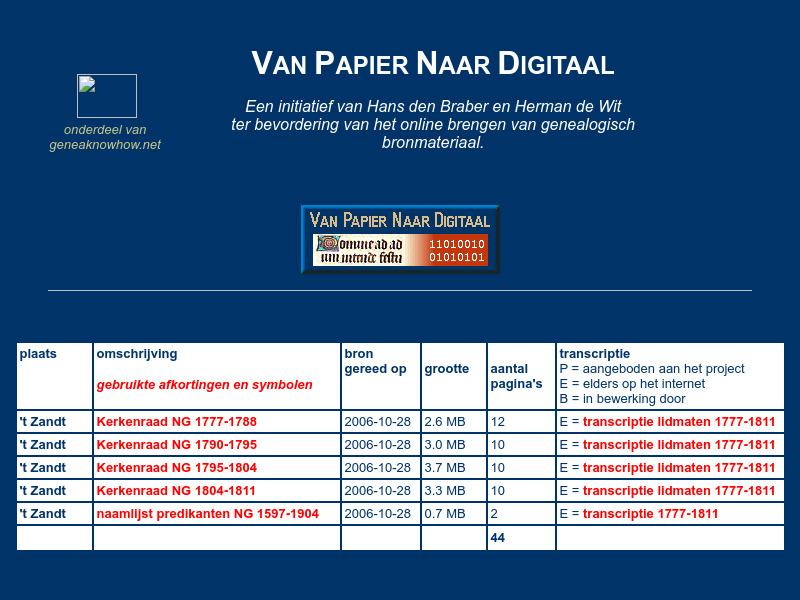 Screenshot van website