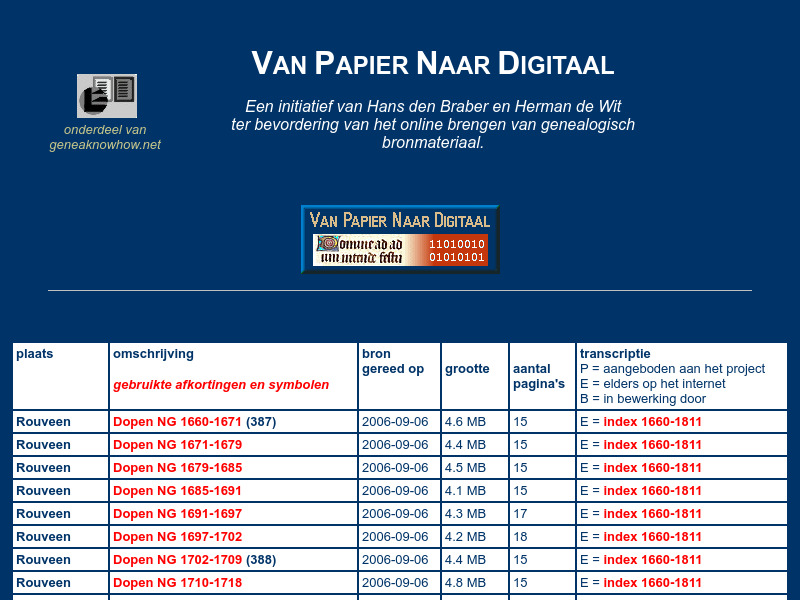 Screenshot van website