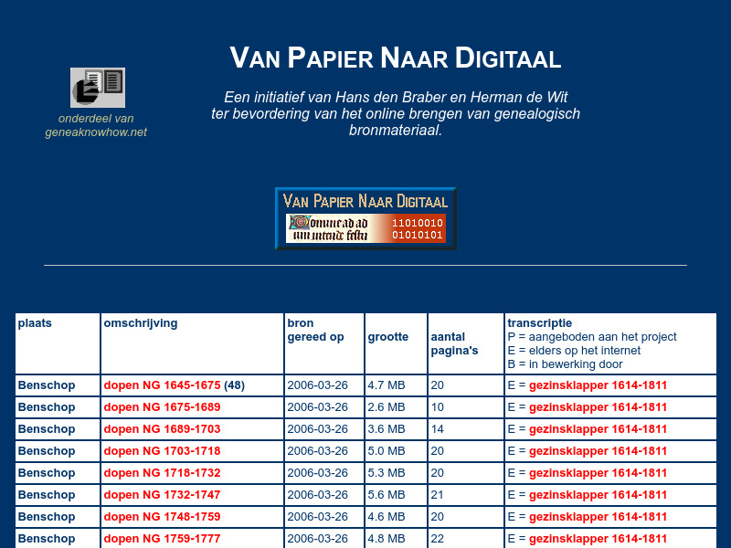 Screenshot van website