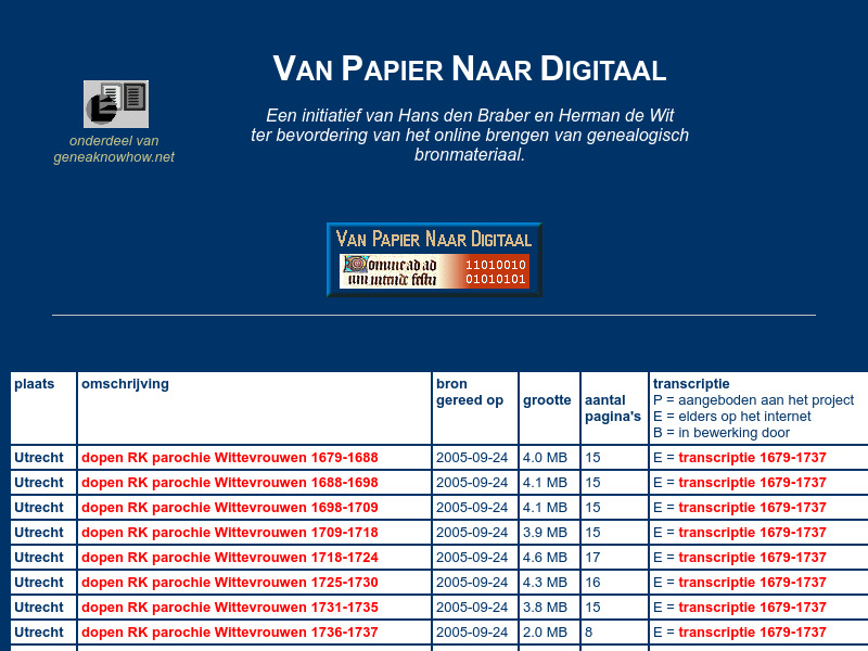 Screenshot van website