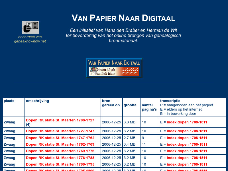 Screenshot van website