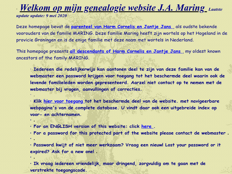 Screenshot van website