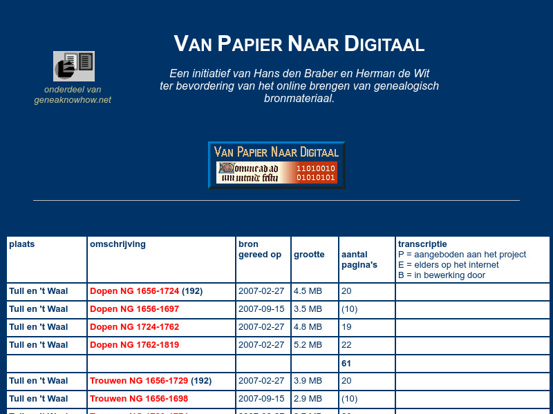 Screenshot van website