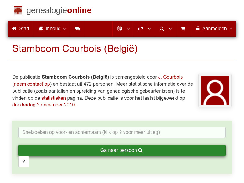 Screenshot van website
