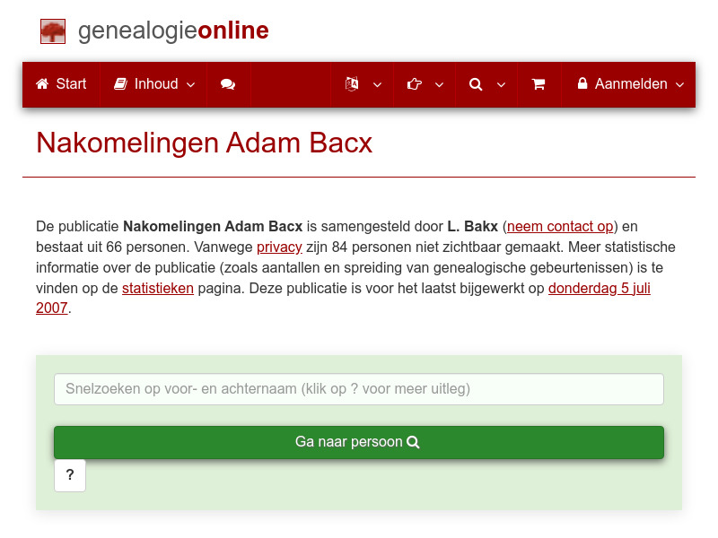 Screenshot van website
