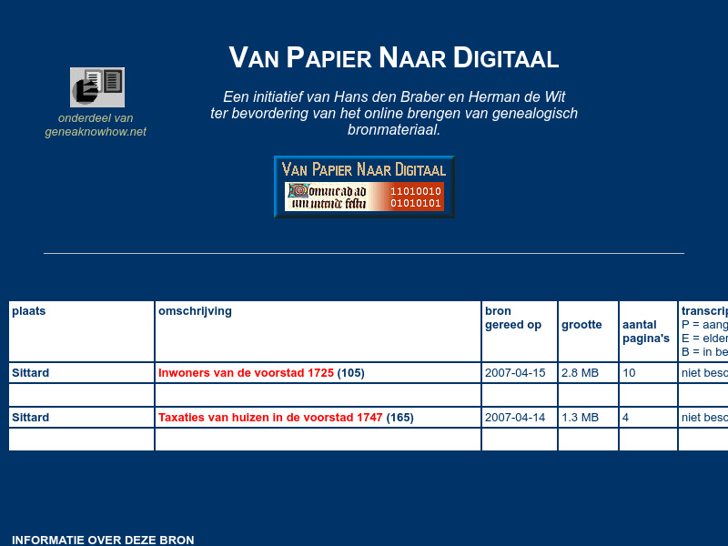 Screenshot van website