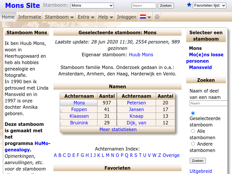 Screenshot van website