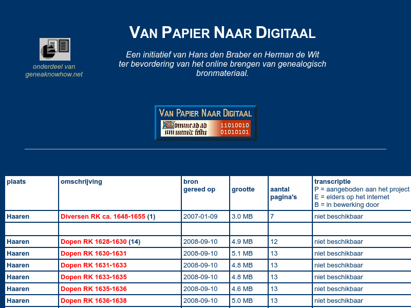 Screenshot van website