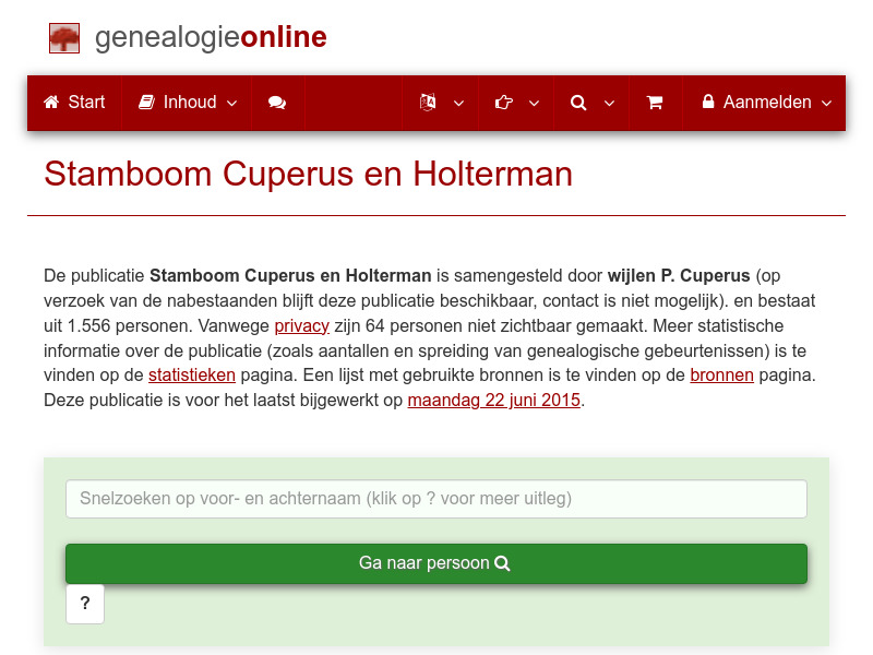 Screenshot van website