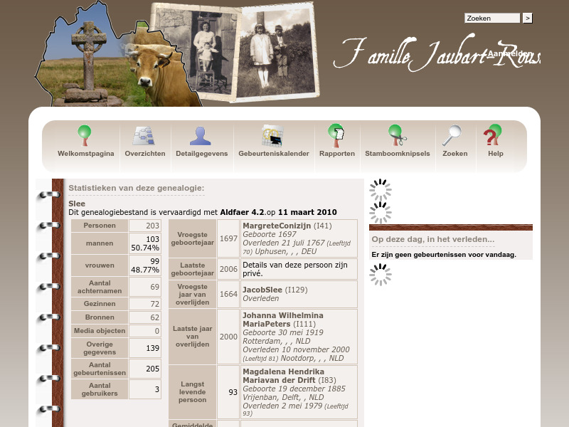 Screenshot van website