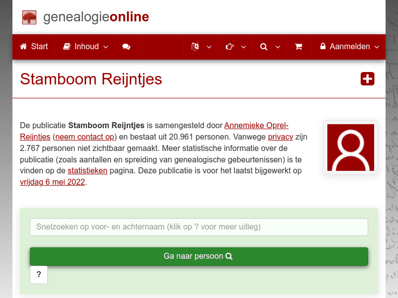 Screenshot van website