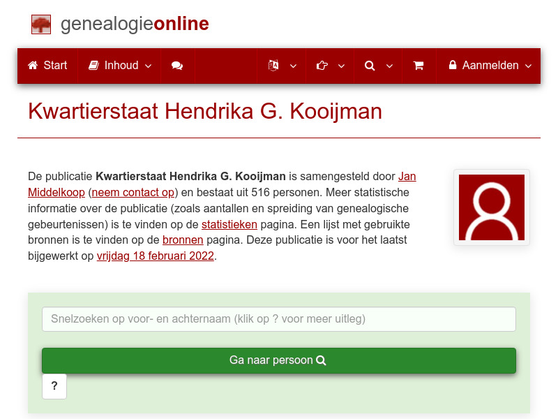 Screenshot van website