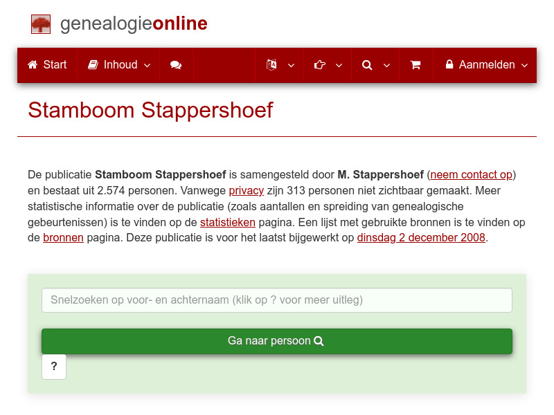 Screenshot van website