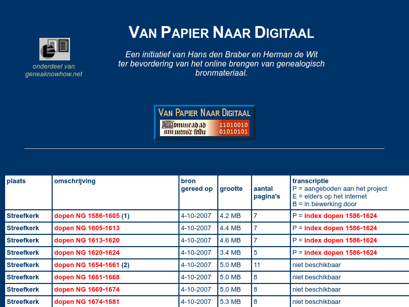 Screenshot van website