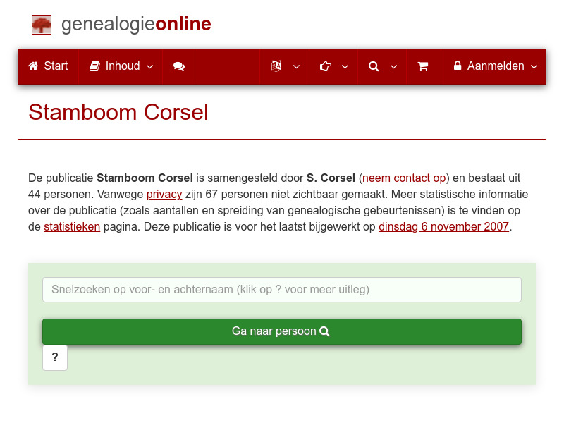 Screenshot van website