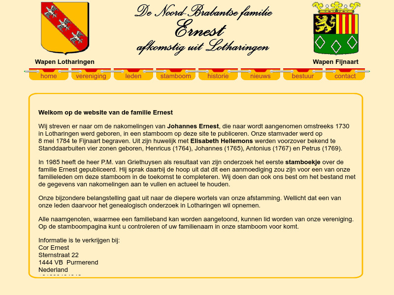 Screenshot van website