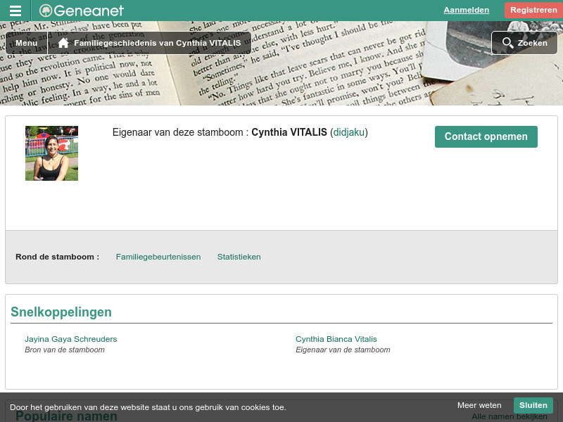 Screenshot van website