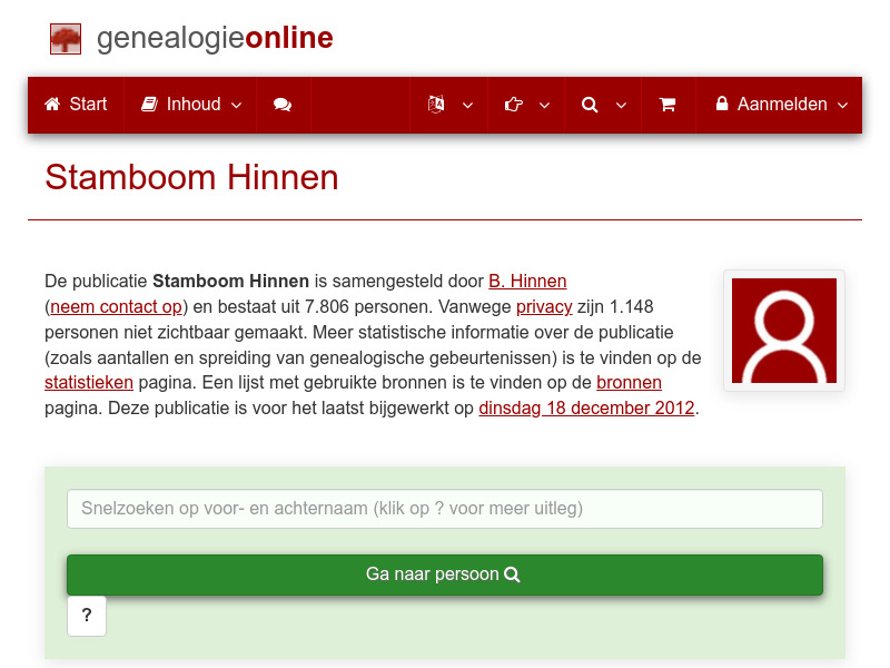 Screenshot van website