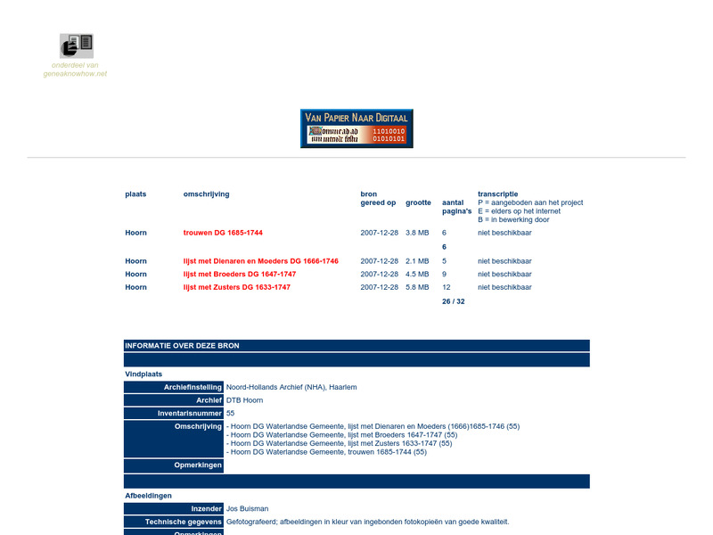 Screenshot van website