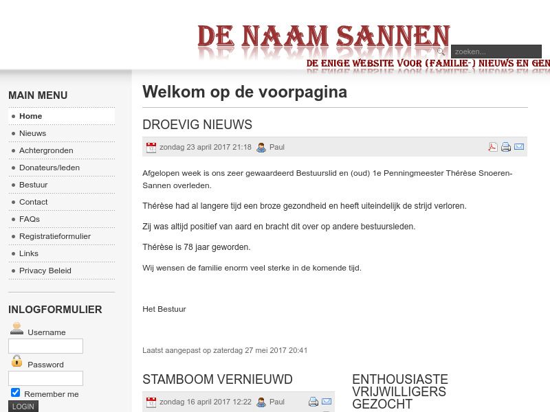 Screenshot van website