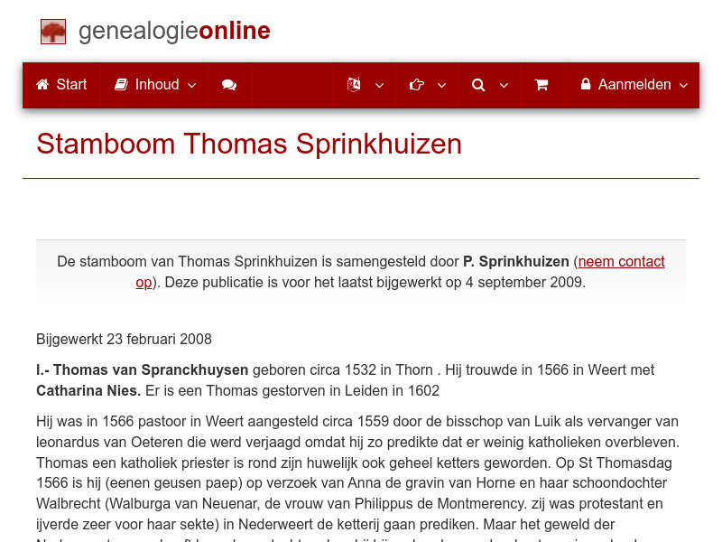 Screenshot van website