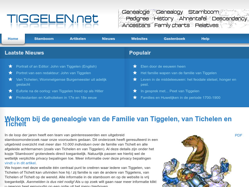 Screenshot van website