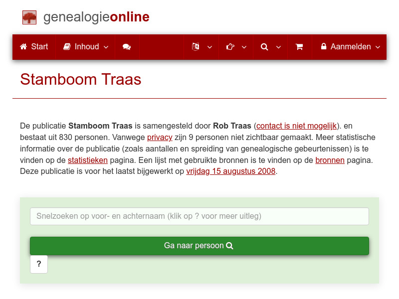 Screenshot van website