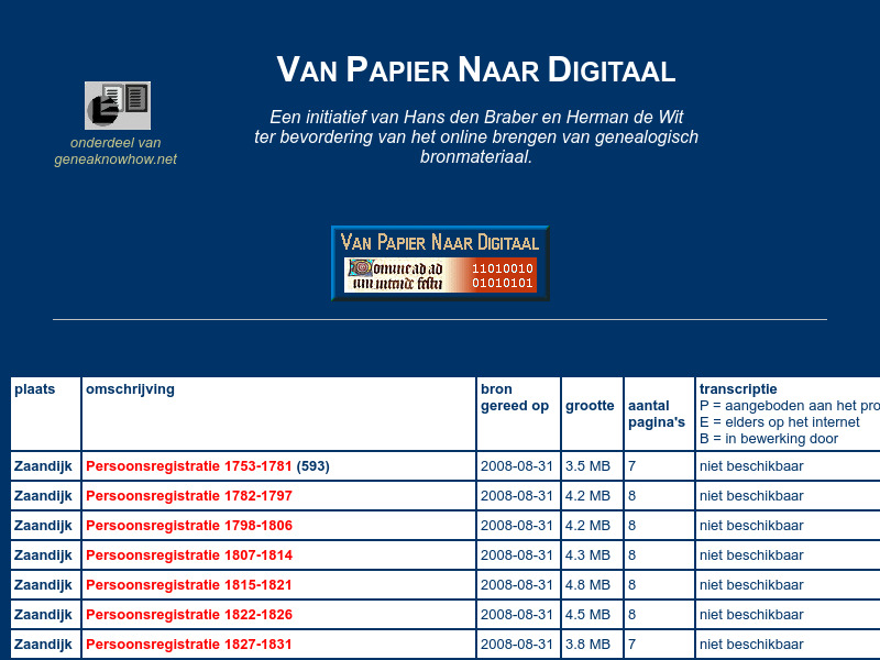 Screenshot van website