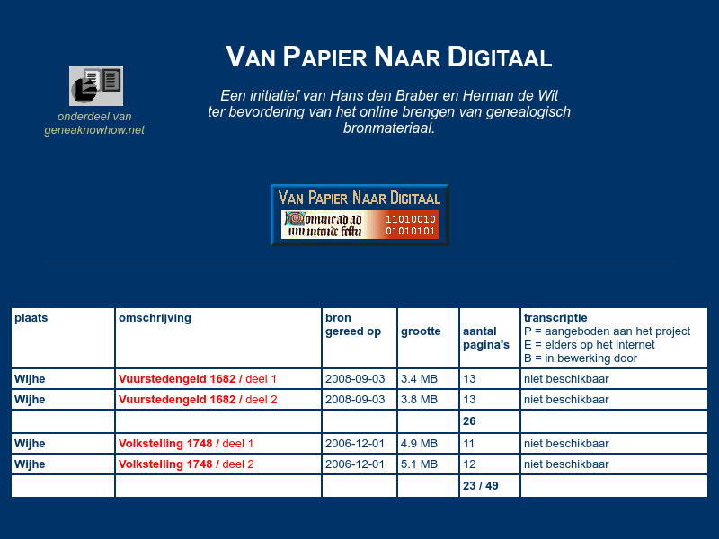 Screenshot van website