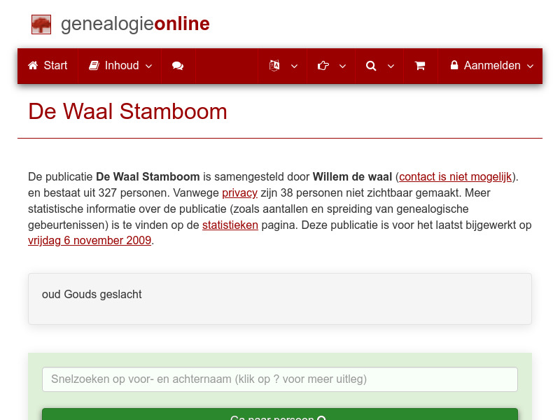Screenshot van website