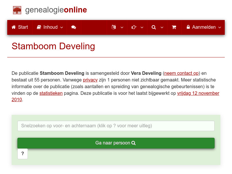 Screenshot van website