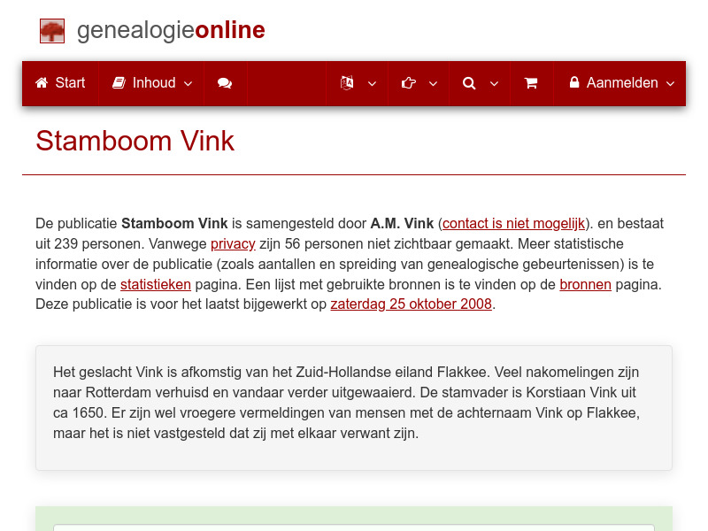 Screenshot van website