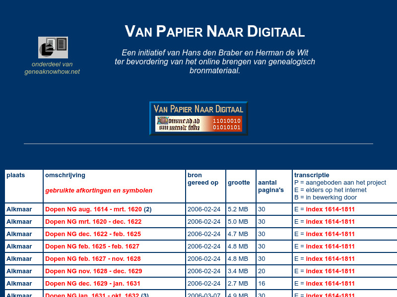 Screenshot van website