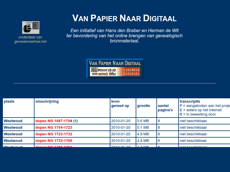 Screenshot van website
