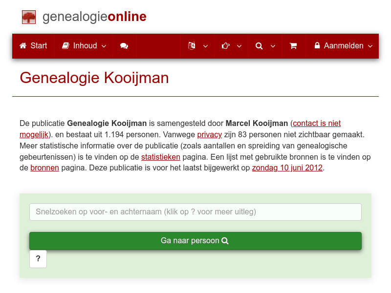 Screenshot van website
