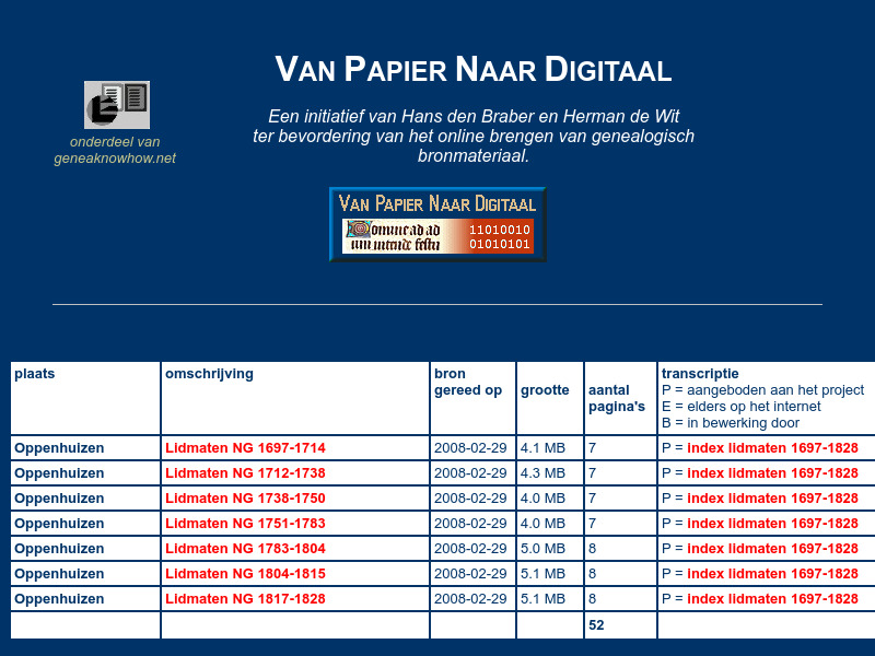 Screenshot van website