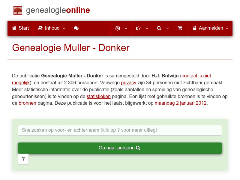 Screenshot van website