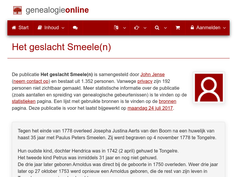 Screenshot van website