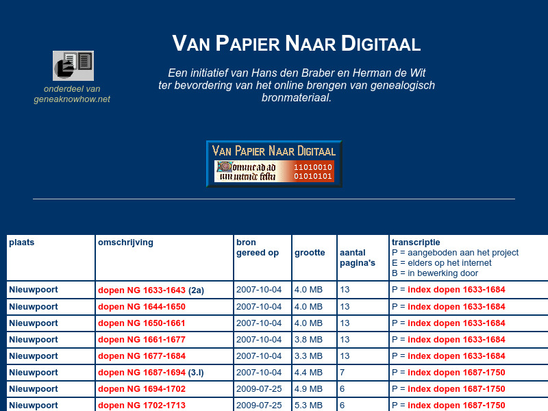 Screenshot van website