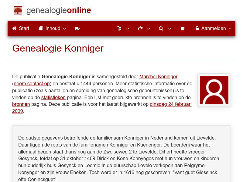 Screenshot van website