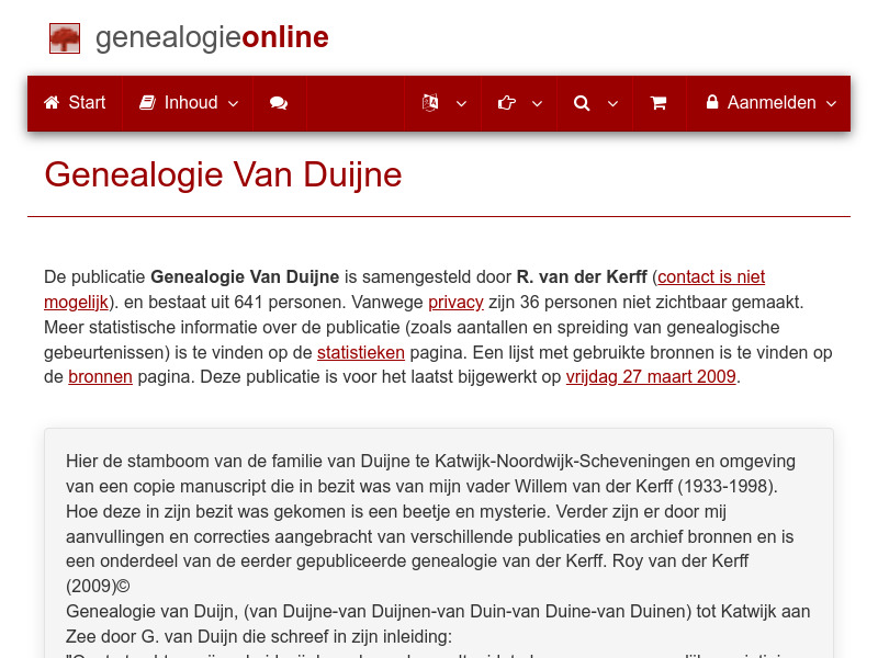 Screenshot van website