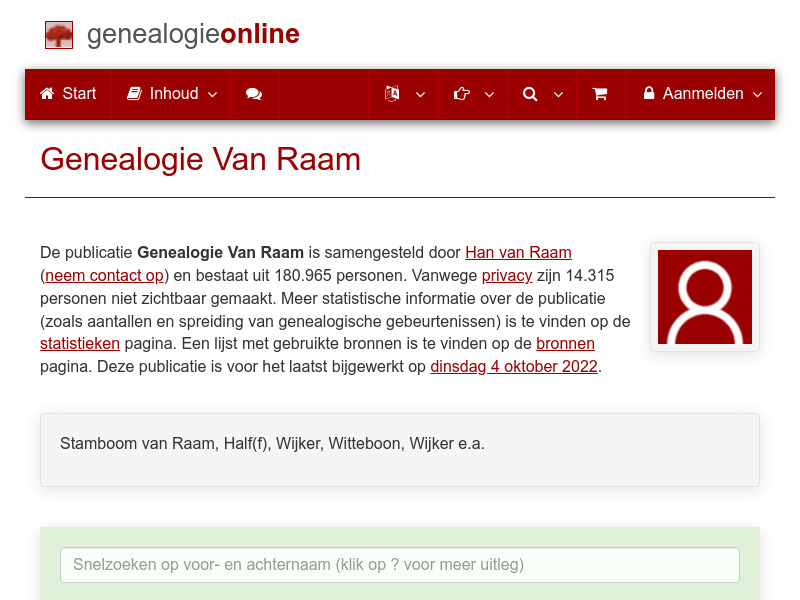 Screenshot van website