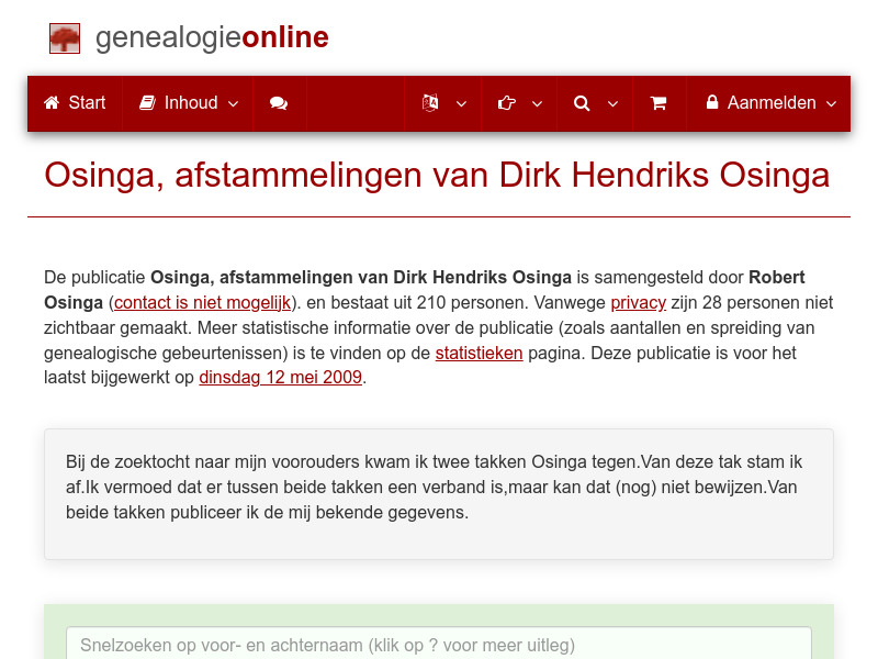 Screenshot van website