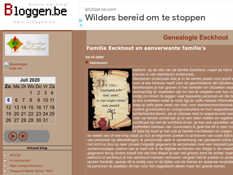 Screenshot van website