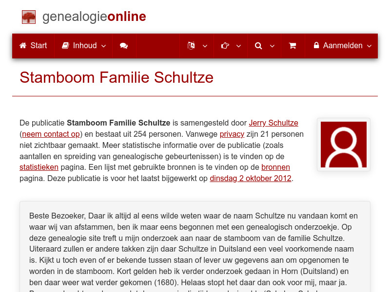 Screenshot van website