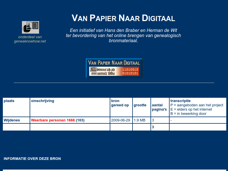 Screenshot van website